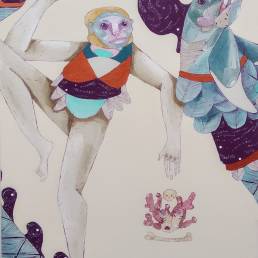 Obra de arte de Fernando Pimentel - O equilíbrio do que habita profundo, 2023 - Esmalte sintético base de água, corantes e acrílica sobre painel